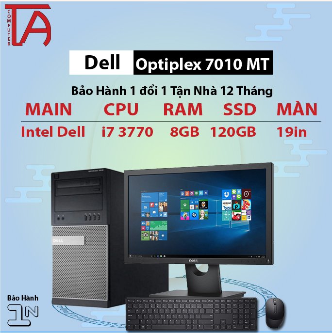 Máy Tính Văn Phòng Dell 3470sff Chip I3 8100 + Màn Hình 19 inch