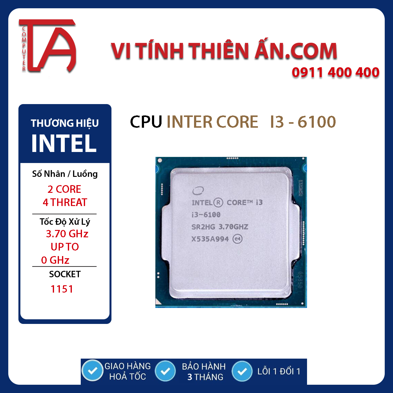 I3-9100F (3.60GHz / 6M / sk1151v2) - không GPU