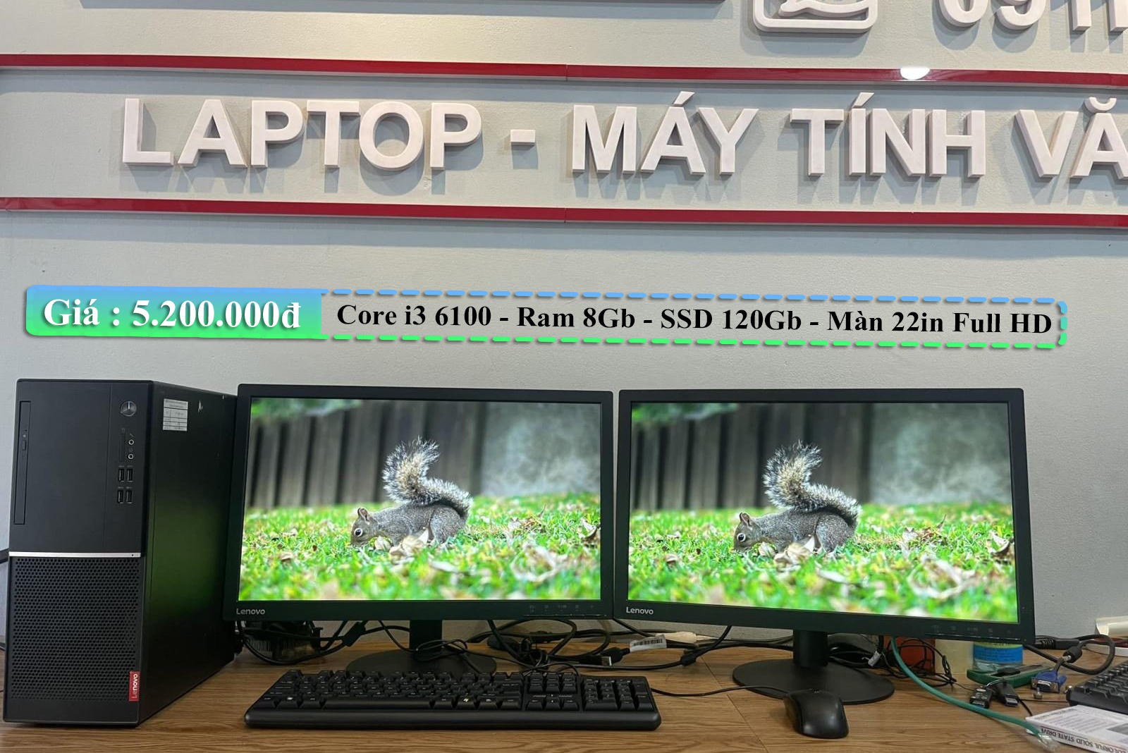 Máy tính văn phòng Lenovo hợp lý cho văn phòng vừa và nhỏ - Màn hình 22 inch Full HD